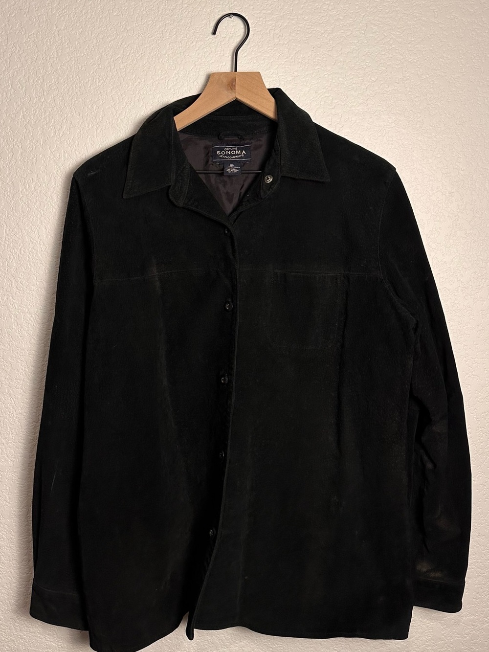 Sonoma Black Suede Button-Front Shirt Jacket